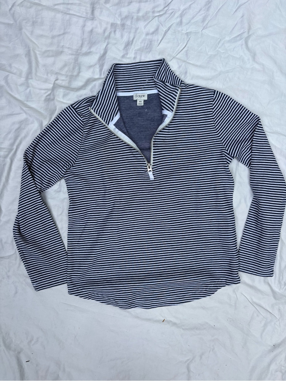 J. Crew Navy & White Striped Quarter-Zip Pullover